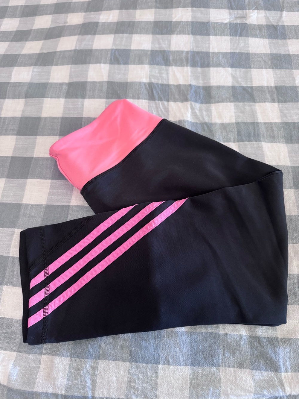 Adidas Kids Black Leggings with Pink Accents